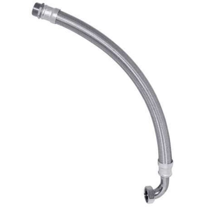 IBO - Panzerschlauch 600 mm Flexschlauch 1' abgewinkelt Edelstahlgeflecht für Hauswasserwerk 60cm