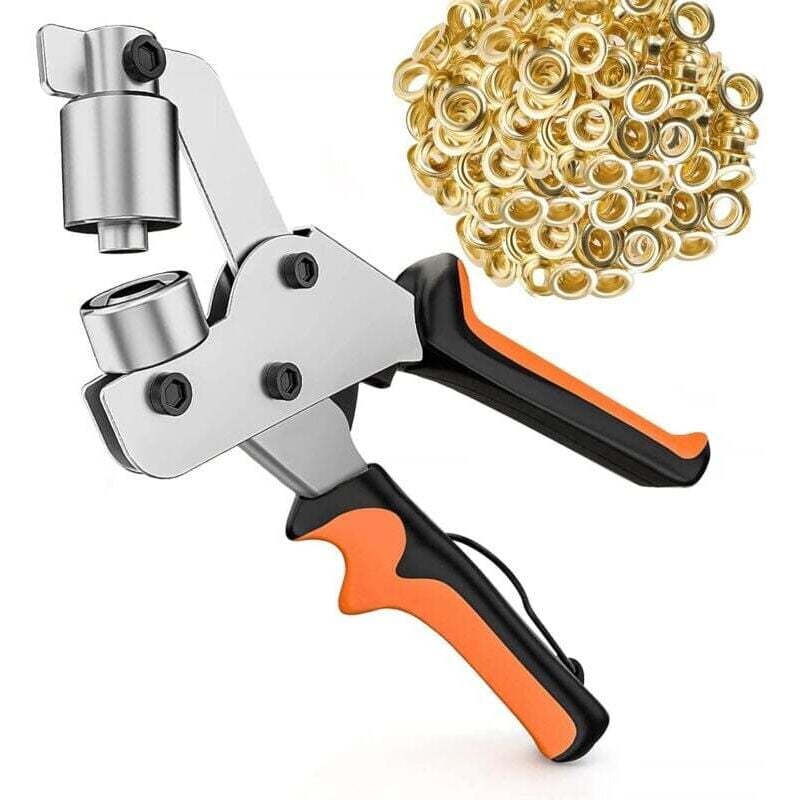 10mm Metallösen-Set, Ösenzange mit 300 Ösen, Ösenstanzzange, Profi-Lochstanzer-Set für Plane, Stoff, Leder, Karton, Plakate, Banner