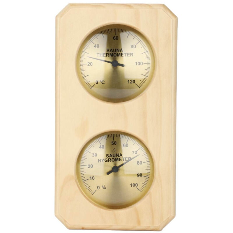 In 1 Sauna-Hygrometer aus Holz für die Sauna, Innen-Hygrothermograph für die Sauna