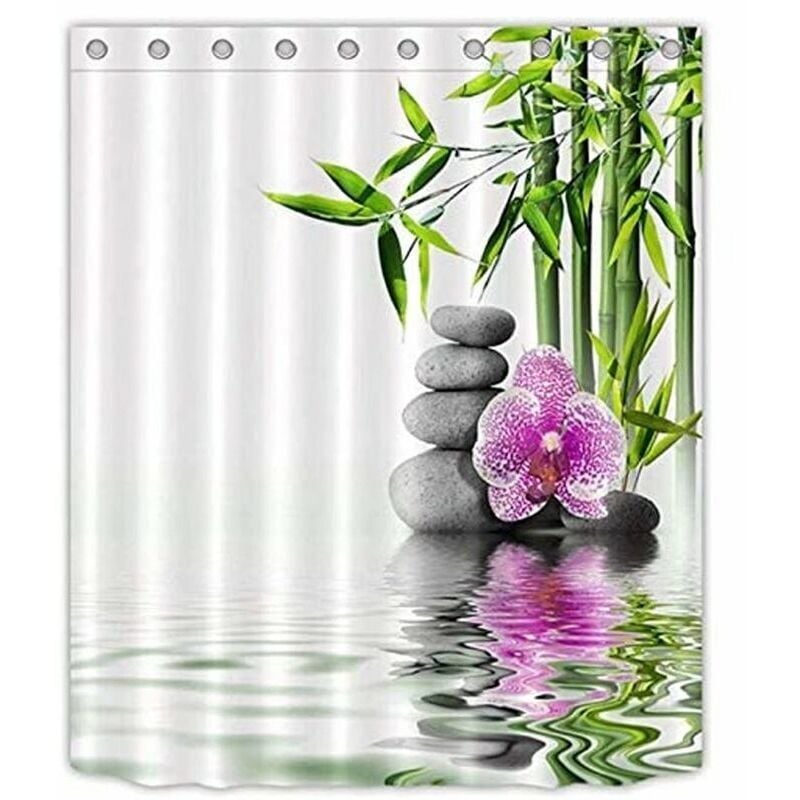 Indischer Duschvorhang Spa Zen Buddha Wasser Yoga Polyester Wasserdicht Massage Stein Orchidee Badezimmer Duschvorhang Duschvorhang Duschvorhang 18