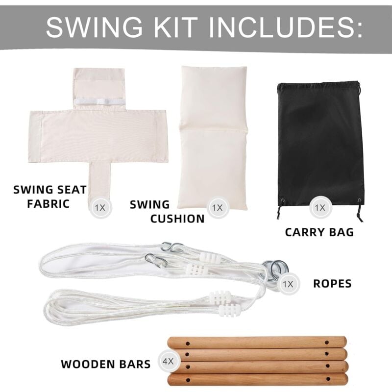 Indoor Babyschaukel - Holz - Für Türrahmen - Ab 1 Jahr - Beige