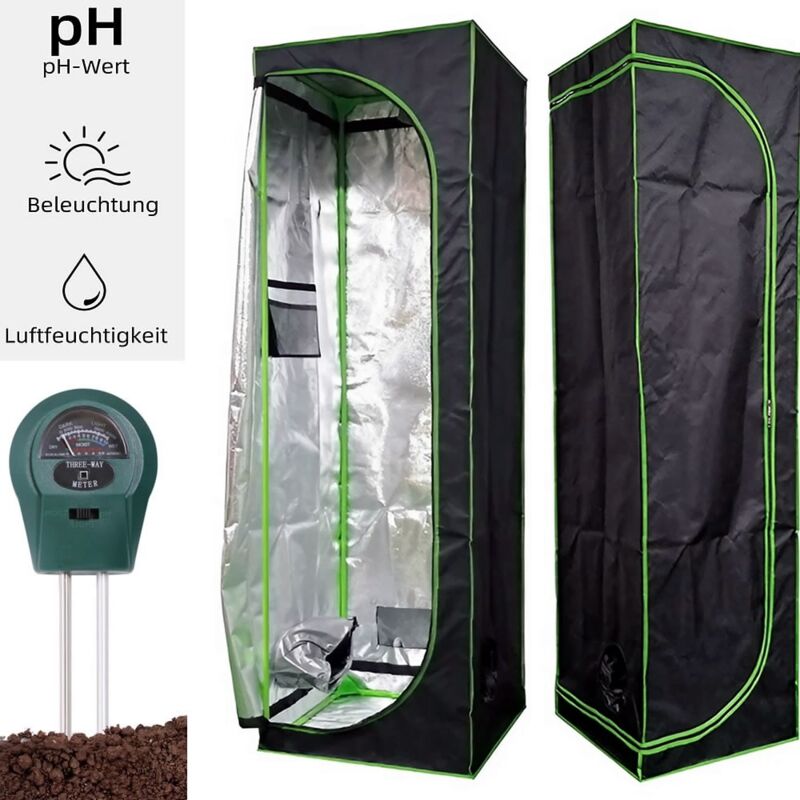 Growbox Gewächshaus Indoor Pflanzenzelt Zuchtzelt Growroom Zuchtschrank Darkroom Zimmergewächshaus Growschrank - 60x60x220 cm