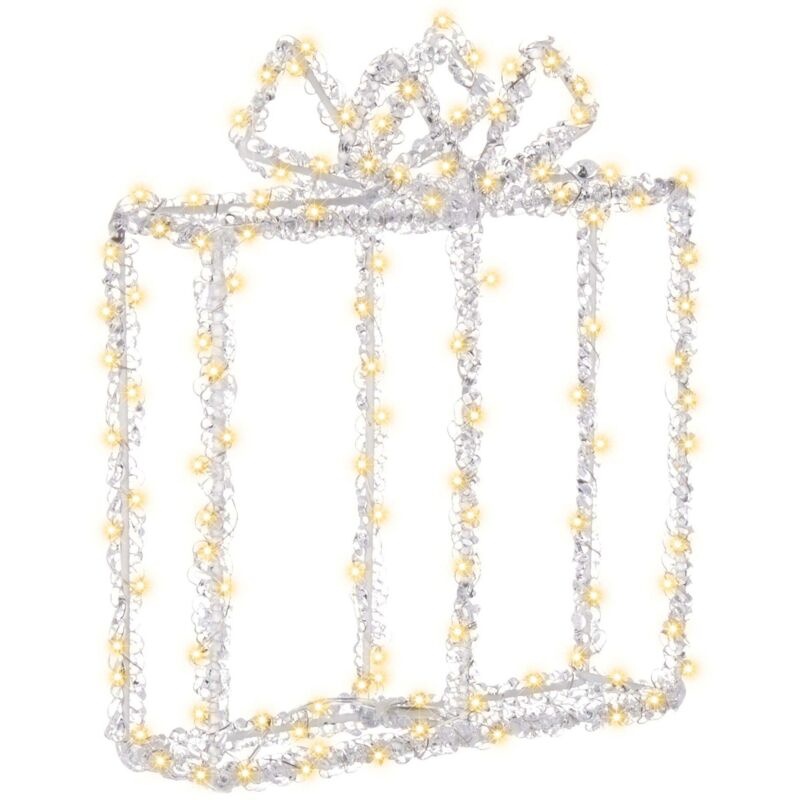 Outdoor led Weihnachtsbeleuchtung Weiß Acryl u. Metall in Geschenkform mit Stromanschluss zum Aufstellen für Innen Außen Adventsdekoration