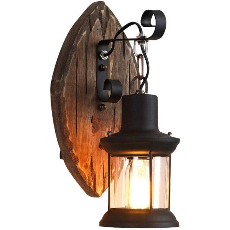 Industrial Vintage Holz Wandleuchte Wandlampe Licht Beleuchtung Wohnzimmer Vintage Metall Wandleuchte 230x360mm für Treppenhaus Flur Cafe Bar