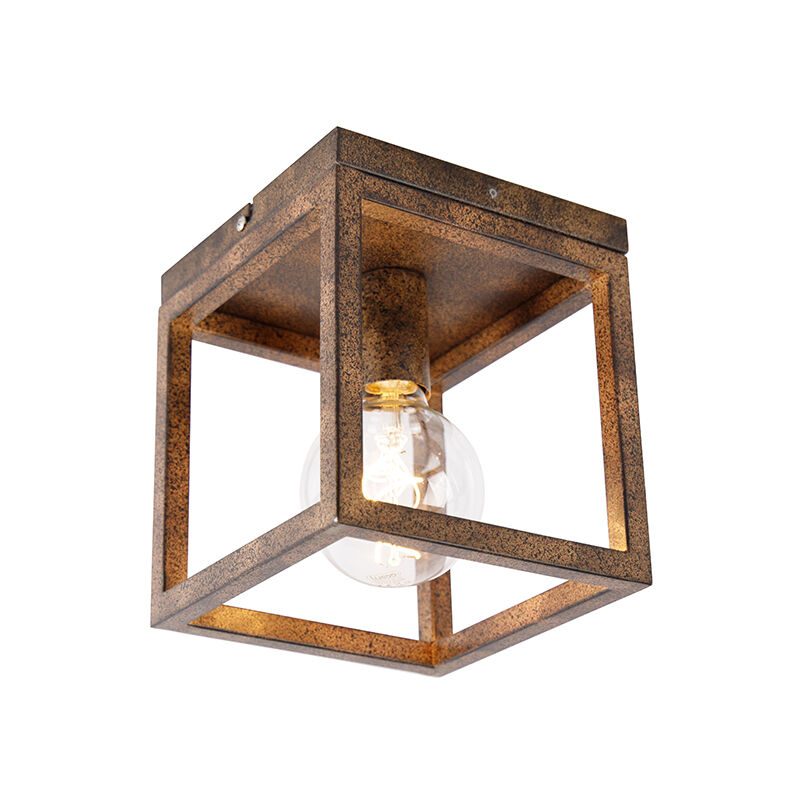 Industrielle Deckenleuchte rostbraun - Käfig