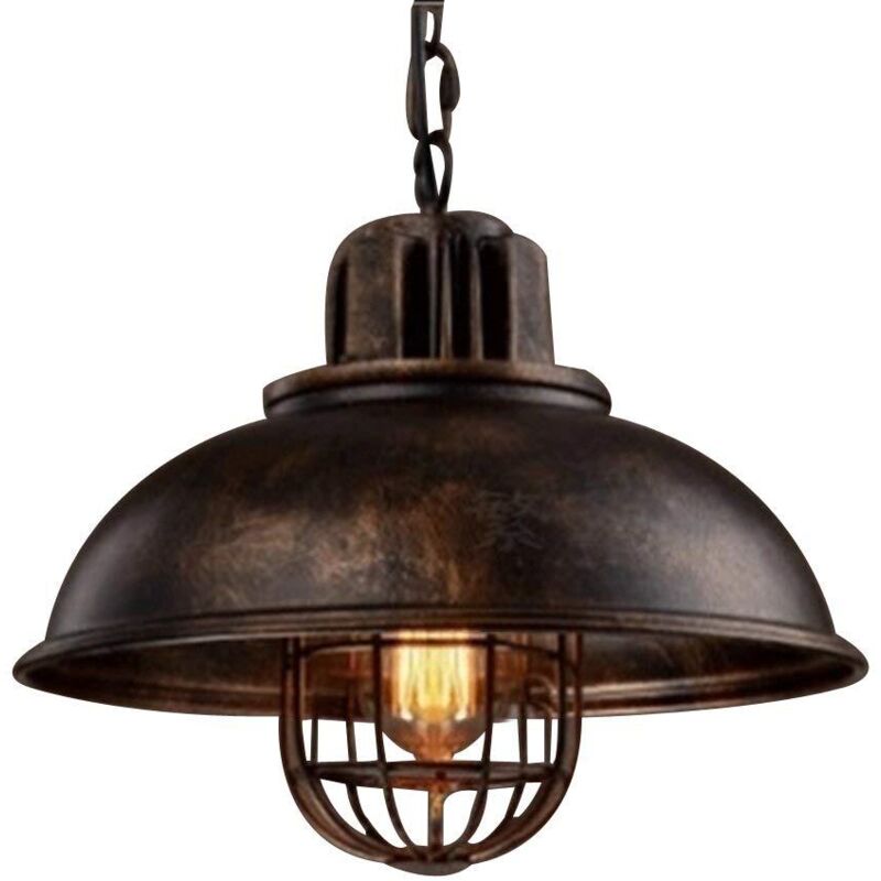 Pendelleuchte Industrial Metall Käfig, E27 Retro Pendelleuchte, Höhenverstellbar für Wohnzimmer, Küche, Flur, Veranda, Bauernhaus (Rost)