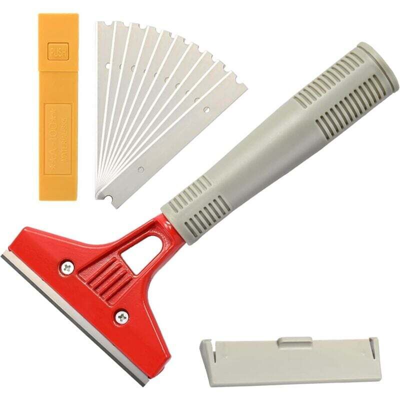Industrieschaber mit 10 Klingen, Plancha-Schaber für Tapeten, Glasschaber, für Kleber, Fensterfliesen, Auto, Spiegel, Reinigung, Rot