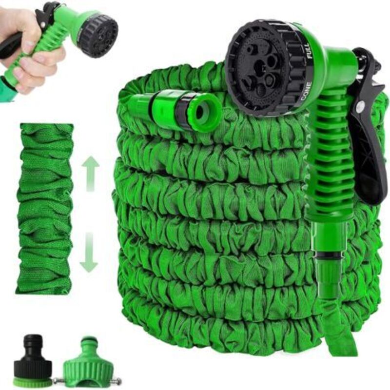 Ineasicer Gartenschlauch, flexibler Gartenschlauch, erweiterbarer Gartenschlauch Grün, multifunktioneller, erweiterbarer, einziehbarer Gartenschlauch