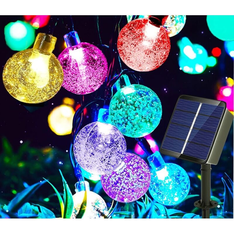 Ineasicer Solar-Lichterkette für den Außenbereich mit Solarladepanels, 50 LEDs, 7 m, 8 Modi, bunte Solar-Lichterkette für den Außenbereich, IP65,