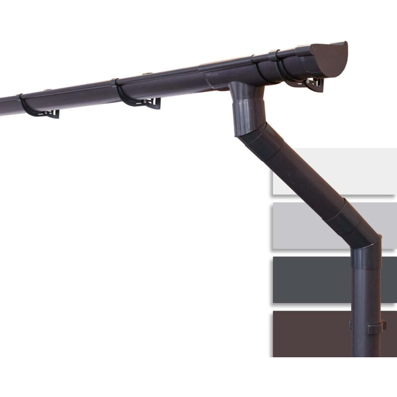 Dachrinnen Set Gartenhaus NW100 / 100mm, Carport, Terrasse,Regenrinne pvc für Pultdach, Made in Germany: 1 Dachseite halbrund Dunkelbraun, 4m - Inefa
