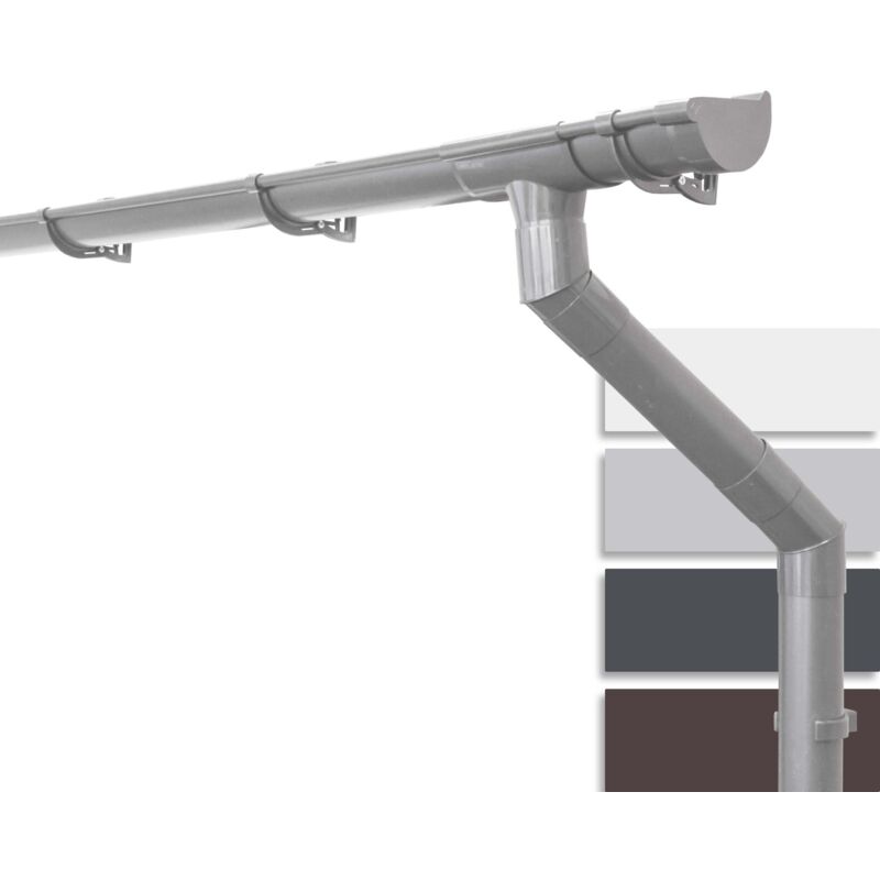 Dachrinnen Set Gartenhaus NW100 / 100mm, Carport, Terrasse,Regenrinne pvc für Pultdach, Made in Germany: 1 Dachseite halbrund Grau, 5m - Inefa