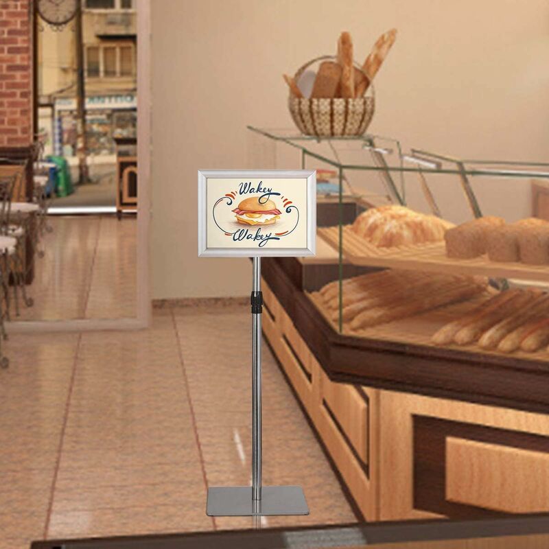 Infostaender din A4, Hoehenverstellbarer und um 360° Drehbarer, Praesentationsstaender mit Transparenter PVC-Abdeckung, für Plakate mit einer Groesse