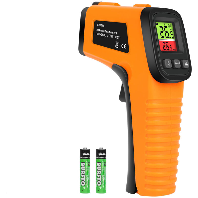 Infrarot-Thermometer, berührungsloses digitales Laser-Thermometer, -50 °C bis 550 °C (-58 °F bis 1022 °F), Laser-Temperaturmessgerät, einstellbarer