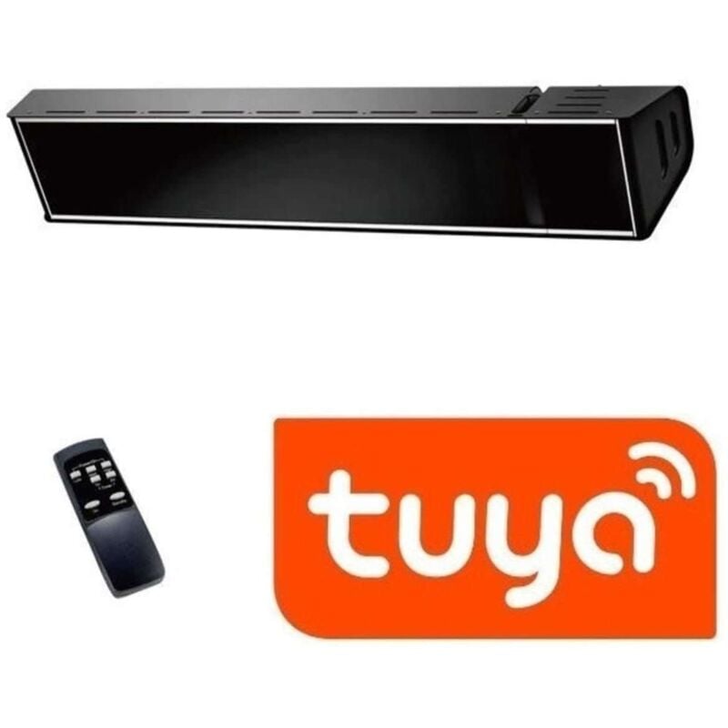 Infrarotheizung Wifi Schwarzes Glas Cm 13,9x11x74,2 Sined Caldo Vetro Nero 2000 Wifi