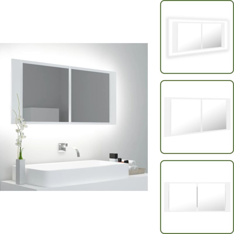 Vidaxl - The Living Store LED-Bad-Spiegelschrank Weiß 100x12x45 cm Acryl - LED-Spiegelschrank - Badezimmerspiegel - rgb Beleuchtung