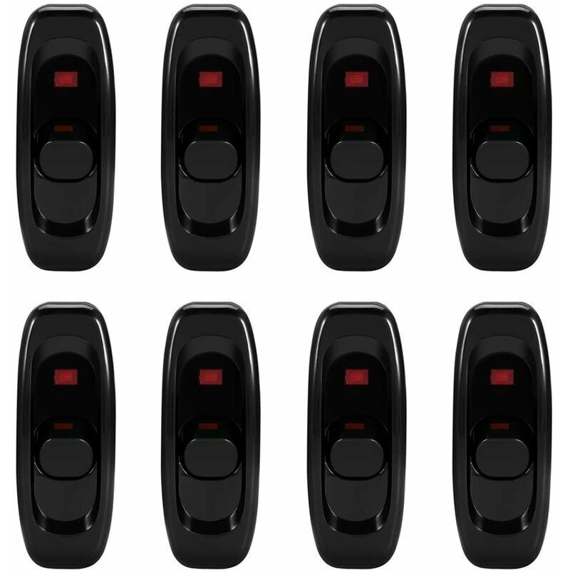 Inline-Schalter, Kabelschalter, 8 Stück, Inline-Schalter, Wipp-Zwischenschalter, für Nachttischlampe, Schreibtisch, Tischlampe, Stromkabel (250 v, 10
