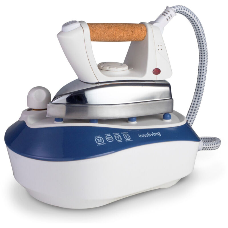 Innoliving INN-680 Dampfbügelstation 2300 W 0,5 l Aluminium-Sockelplatte Aluminium, Blau, Weiß, Holz