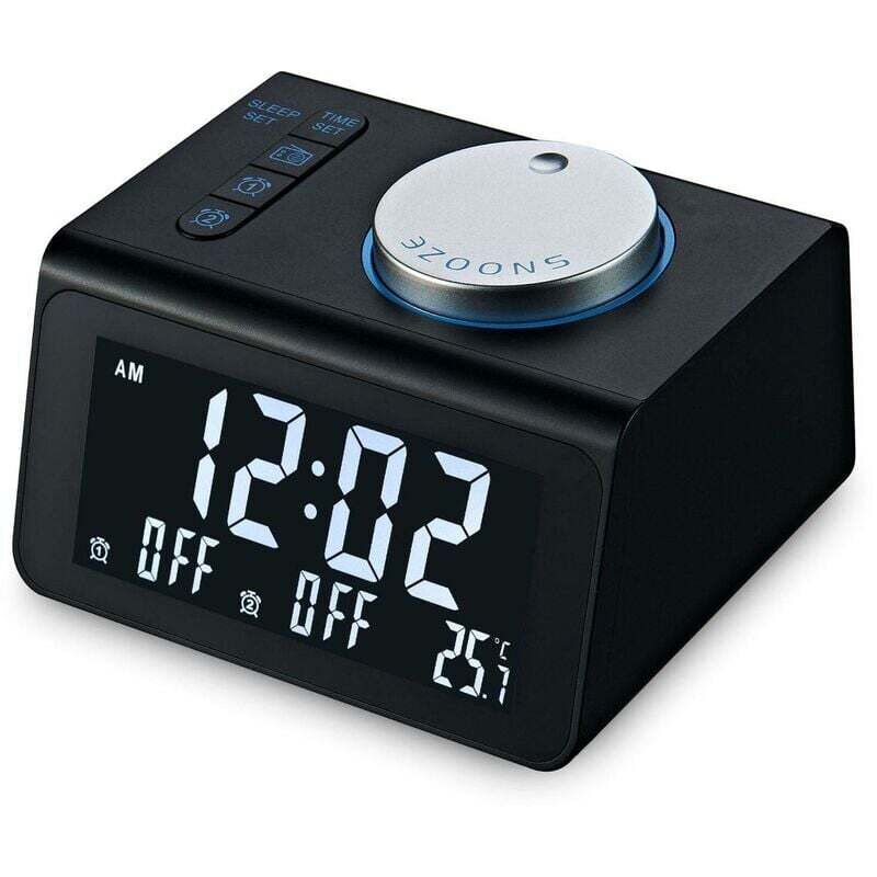 Intelligente Wecker für Schlafzimmer, Nachtlicht, digitaler Wecker mit UKW-Radio, einstellbare Lautstärke, Anzeige, Temperaturdimmer (schwarz)