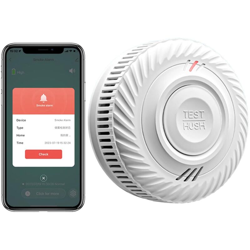 Intelligenter Rauchmelder mit Wi-Fi & Fotoelektrischem Sensor, EN14604-zertifiziert, Tuya/Smart Life APP-kompatibel, 10 Jahre Batterie – 1 Stück