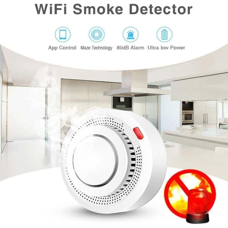 Intelligenter Rauchmelder und Feueralarm: WLAN-Rauchmelder mit App-Benachrichtigungen, drahtloser Rauchmelder mit fotoelektrischem Sensor für