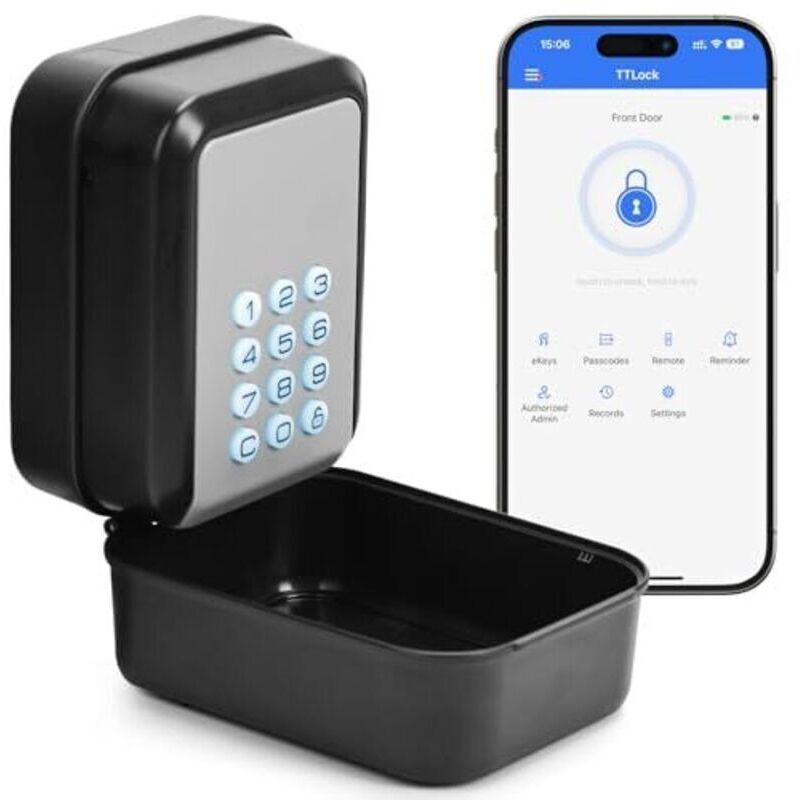 Intelligenter Schlüsselsafe mit Bluetooth-Funktion, kompatibel mit der TTLock-App und 12-stelliger PIN-Code. Geeignet für Haus, Garage, Wohnung usw.