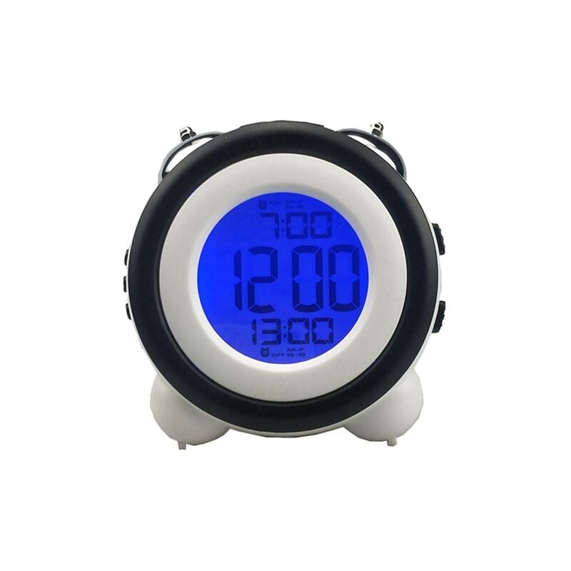 Tonchean - Intelligenter Wecker, Nachttischlampe mit Doppelglocke aus Metall, intelligentes Sensor-Nachtlicht, elektronischer Wecker, leuchtende Uhr