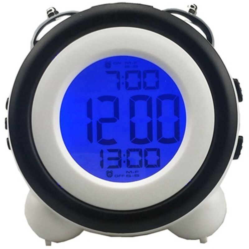 Tonchean - Intelligenter Wecker, Nachttischlampe mit Doppelglocke aus Metall, intelligentes Sensor-Nachtlicht, elektronischer Wecker, leuchtende Uhr