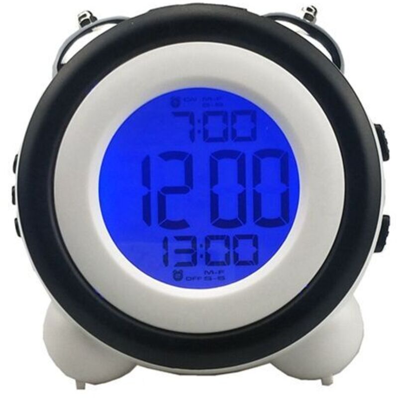 Ymyny - Intelligenter Wecker, Nachttischlampe mit Doppelglocke aus Metall, Nachtlicht mit intelligentem Sensor, elektronischer Wecker, leuchtende Uhr