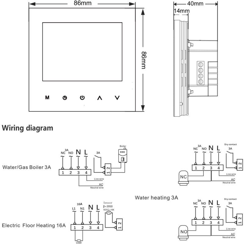 Intelligenter WiFi-Heizthermostat, digitaler Temperaturregler, Steuerung per Mobiltelefon, LCD-Touchscreen-Display, wochenweise programmierbar, für