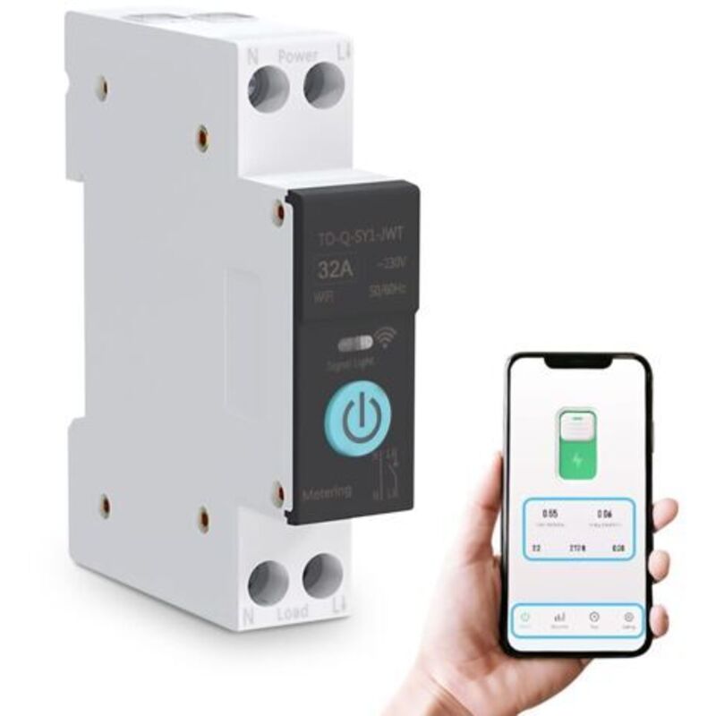 Intelligenter WLAN-Schalter, Haussicherungen, Fernbedienung per Mobiltelefon, 3 Synchronisationsmodi für Haushaltsgeräte (32A)