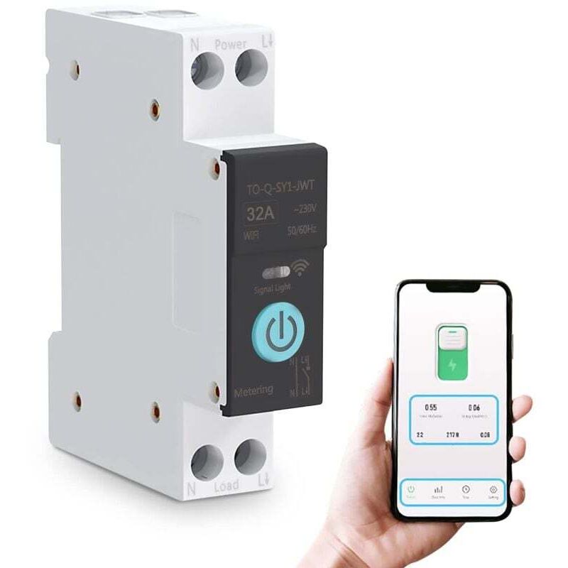 Intelligenter WLAN-Schalter, Haussicherungen, Fernbedienung per Mobiltelefon, 3 Synchronisierungsmodi für Haushaltsgeräte (32A)