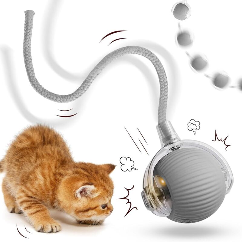 Interaktiver Katzenball, intelligentes Katzenspielzeug, interaktiver Katzenball, elektrisches Katzenspielzeug, 360° drehbar mit USB-Ladefunktion, 3