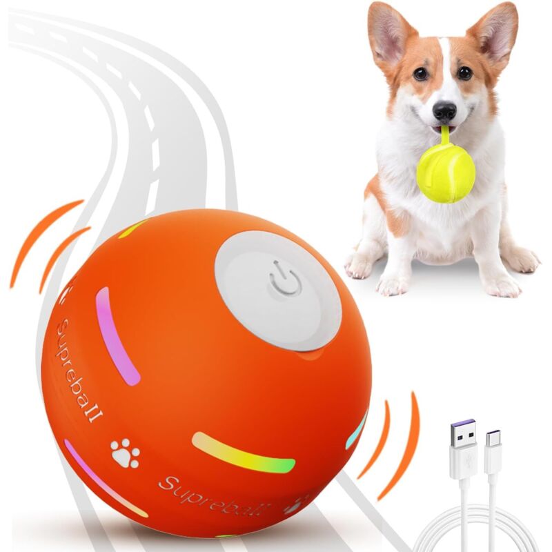 Bluedeer - Interaktives Hunde Ball Spielzeug, Strapazierfähiger Automatisch Rollender Ball für Welpen/Kleine/Mittlere Hunde, usb Wiederaufladbar