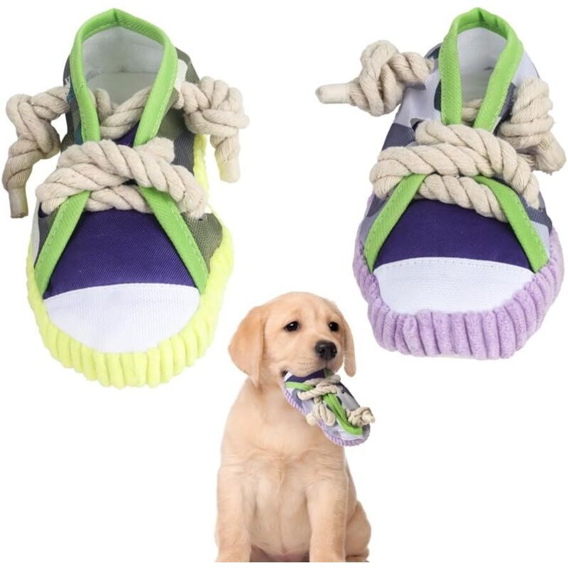 Interaktives Hundespielzeug, 2-teiliges quietschendes Hundespielzeug, Anti-Stress-Hundespielzeug, niedliches Schuhdesign, für kleine Hunde und Welpen