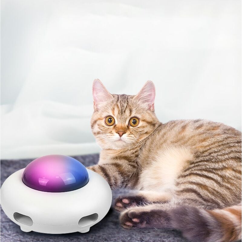 Rnemitery - Interaktives Katzenspielzeug für Hauskatzen mit rotierender Feder, ufo, interaktives elektronisches Katzenspielzeug (Smart-Modus,