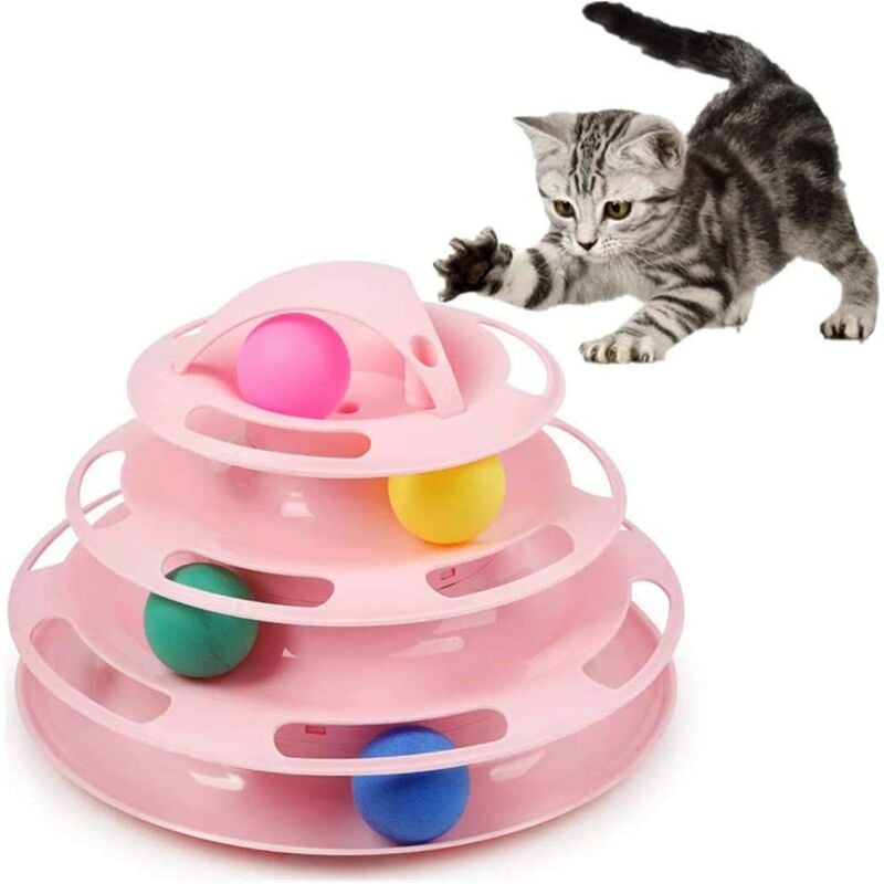 Interaktives Katzenspielzeug, Indoor-Laufband-Katzenspielzeug, Labyrinth-Katzenspielzeug - Katzen-Leckerei-Ball - stark und rutschfest - Pink