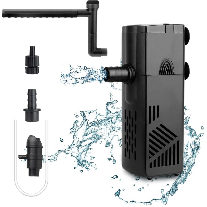 Interner Aquariumfilter, 220 l/h, interner Filter, einstellbarer Wasserdurchfluss, tauchfähig mit, 3 W, niedriger Wasserdurchfluss, Aquariumfilter