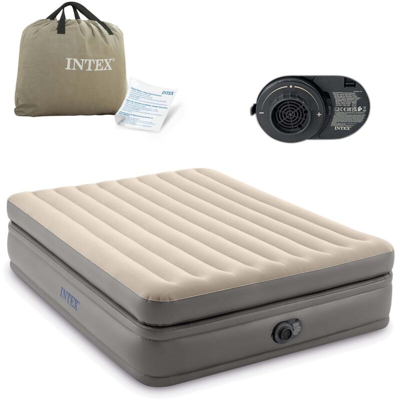 64164ND queen comfort elevated airbed Luftbett (l x b x h) 203 x 152 x 51 cm Beige, Braun - Intex