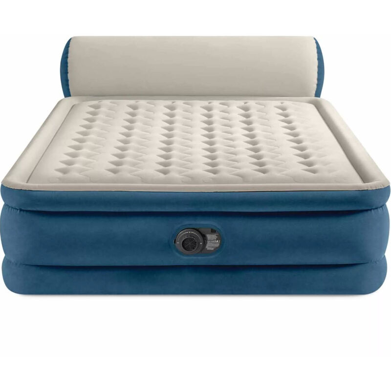Intex 64460 Luftbett mit Kopfteil integrierte Luftpumpe Gästebett 229x152x79cm