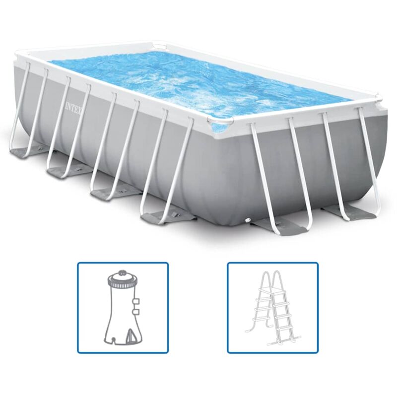 Intex - Frame Swimming Pool Set 'Prism Quadra ii', grau, 400 x 200 x 100 cm, Inkl. Kartuschenfilteranlage