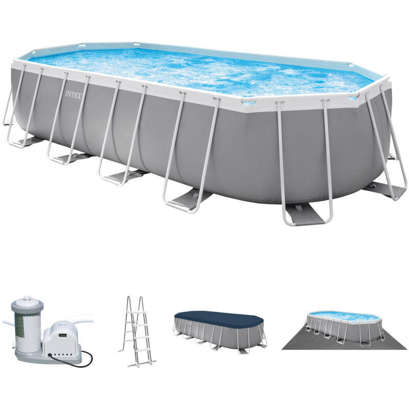 Prism Frame Oval Pool Swimming Pool 610x305x122 cm Schwimmbad Filterpumpe - Intex