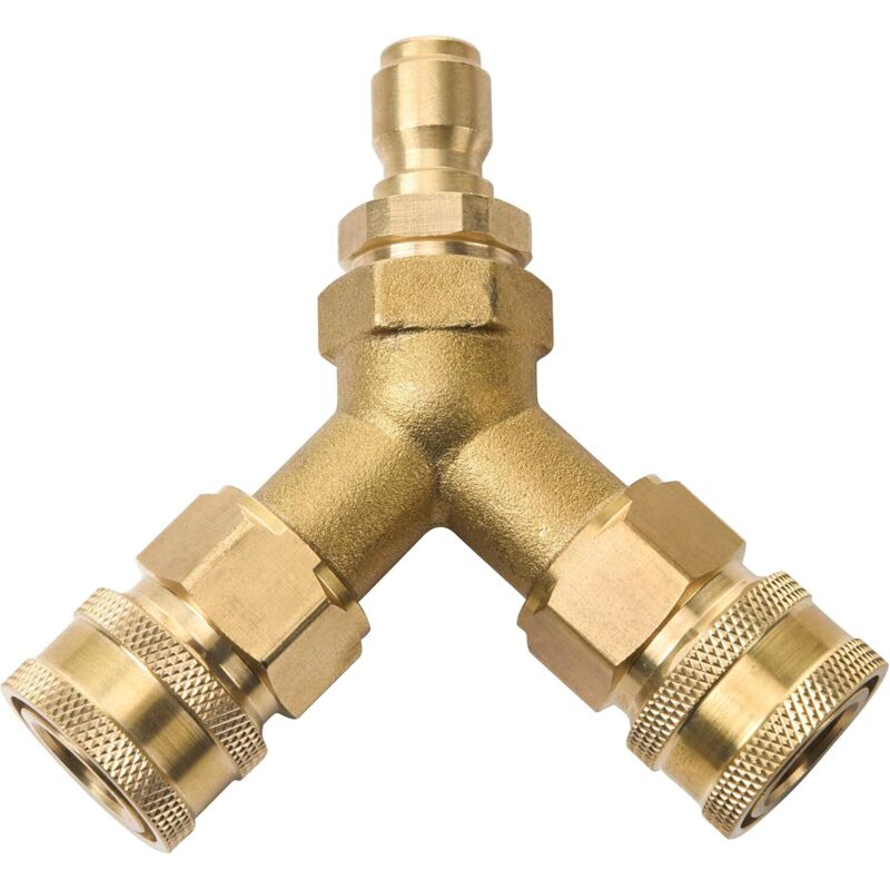 Hochdruckreiniger-T-Stück, Verteilerkupplung, Schnellanschluss für zwei Pistolen an einen Hochdruckreiniger, 3/8-Zoll-Anschluss