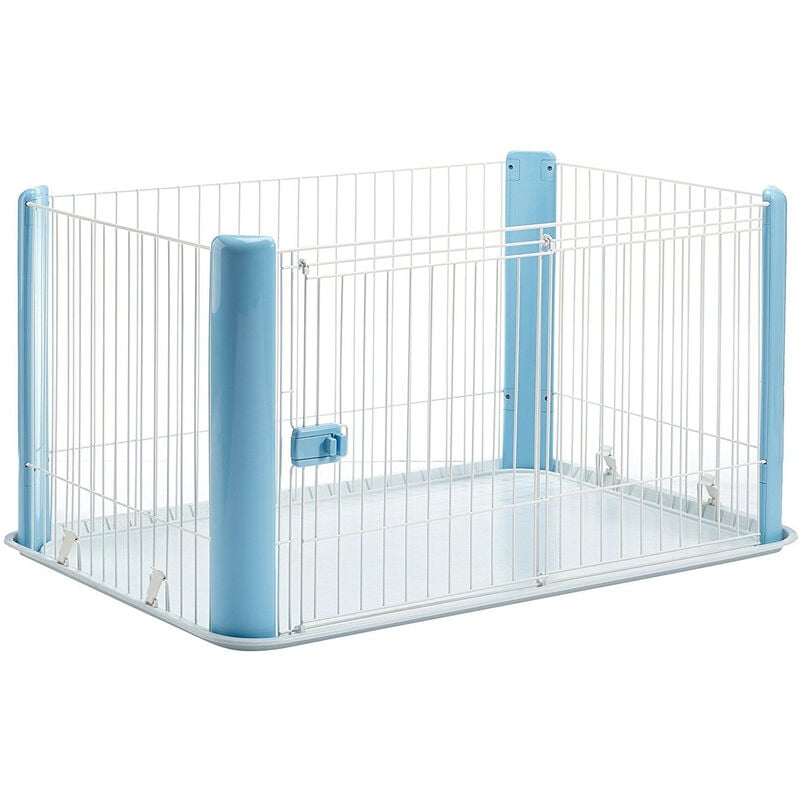 Iris Ohyama Welpenauslauf mit abschließbarer Tür, H60cm, Blau, Katzengehege, Hundebox, Hundegitter, Für Outdoor, Indoor, Welpenlaufstall, Hundezaun,