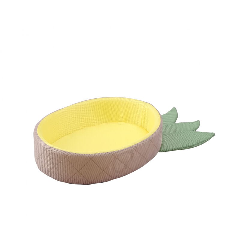 Iris Ohyama - Haustierbett, Kissen, Korb in Ananasform, waschbar, zweiseitig mit Rand, L40 x B69 x H12 cm, Einheit, rutschfest, PCB-20P, Hunde, Ananas