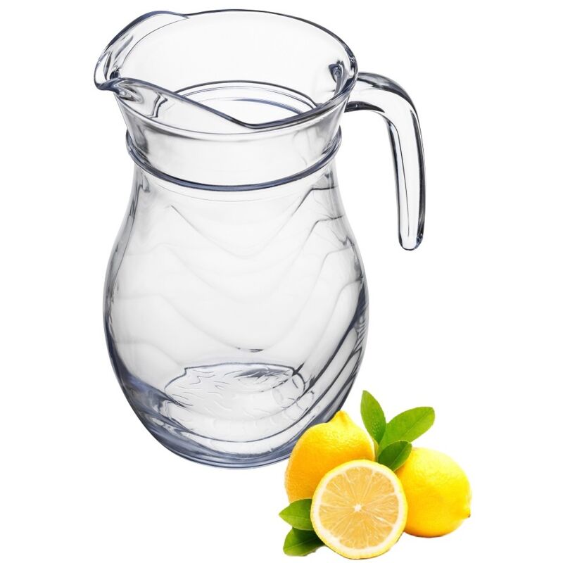 IRMA Glaskrug 1,2 l, geprägtes Wellenmuster, für Wasser, Säfte, Kompott, Getränke, Limonade, transparent, für Kaltgetränke, groß