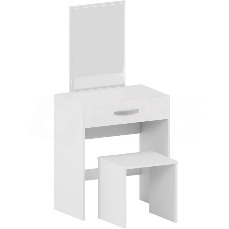 Home Discount - Isla Schminktisch & Spiegel Set 1 Schublade Hocker Schminktisch, Weiß