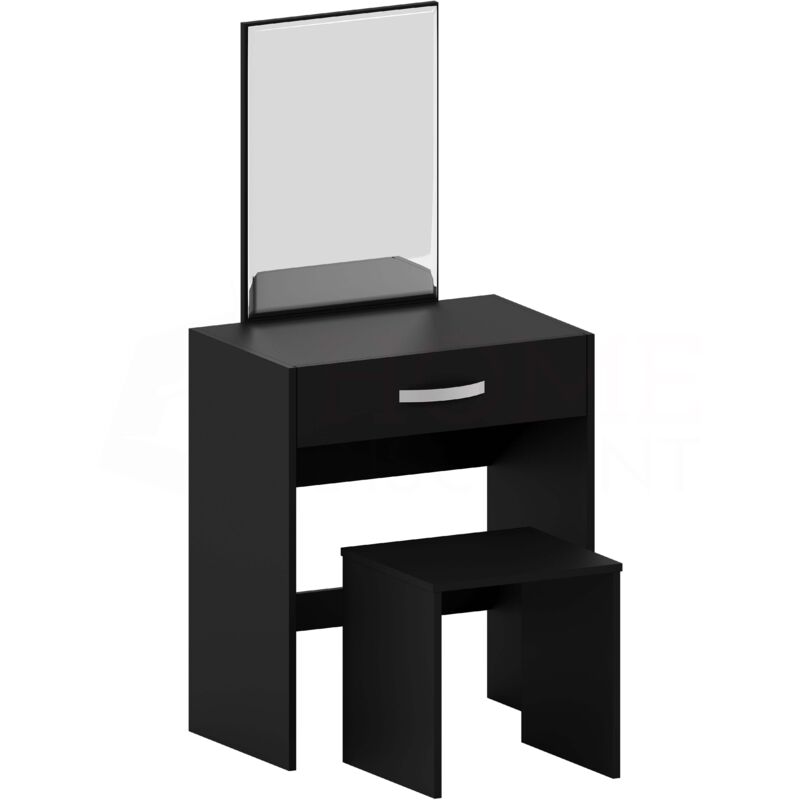 Home Discount - Isla Schminktisch & Spiegel Set 1 Schublade Hocker Schminktisch, Schwarz