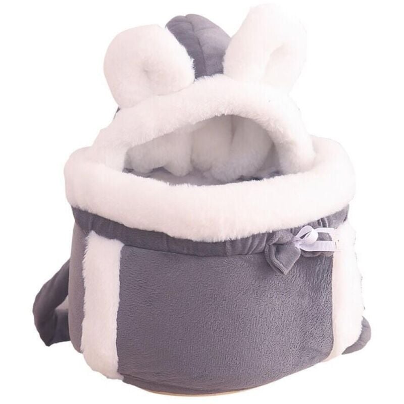 Isolierte Tragetasche für Haustiere, kleiner Rucksack für Katzen und Hunde, Plüsch-Winterkäfig für Haustiere, Grau - L