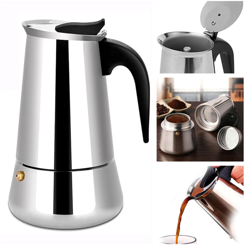 Coocheer - Italienische Kaffeemaschine, 6, 9,12 Tassen. Moka-Kaffeemaschine aus Edelstahl, kompatibel mit allen Arten von Wärmequellen – 450 ml – 9