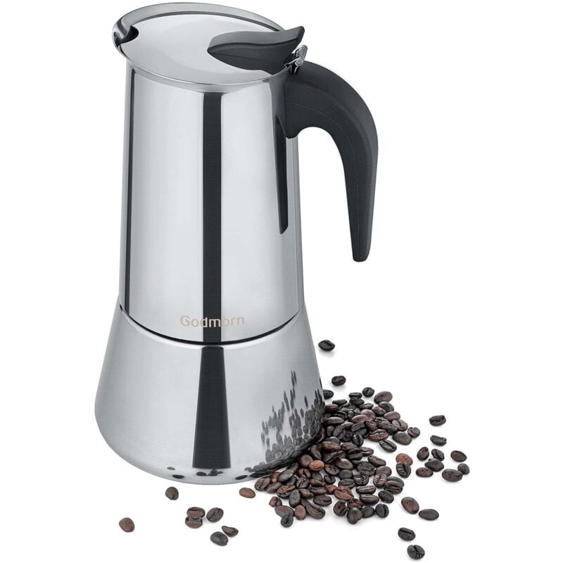Italienische Kaffeemaschine aus Edelstahl (600 ml) 12 Tassen Italienische Kaffeemaschine Edelstahl-Kaffeemaschine Ergonomischer Griff Für alle